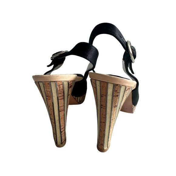 CASADEI Black Slingback Peeptoe Heels Size 5.5 - Picture 7 of 9